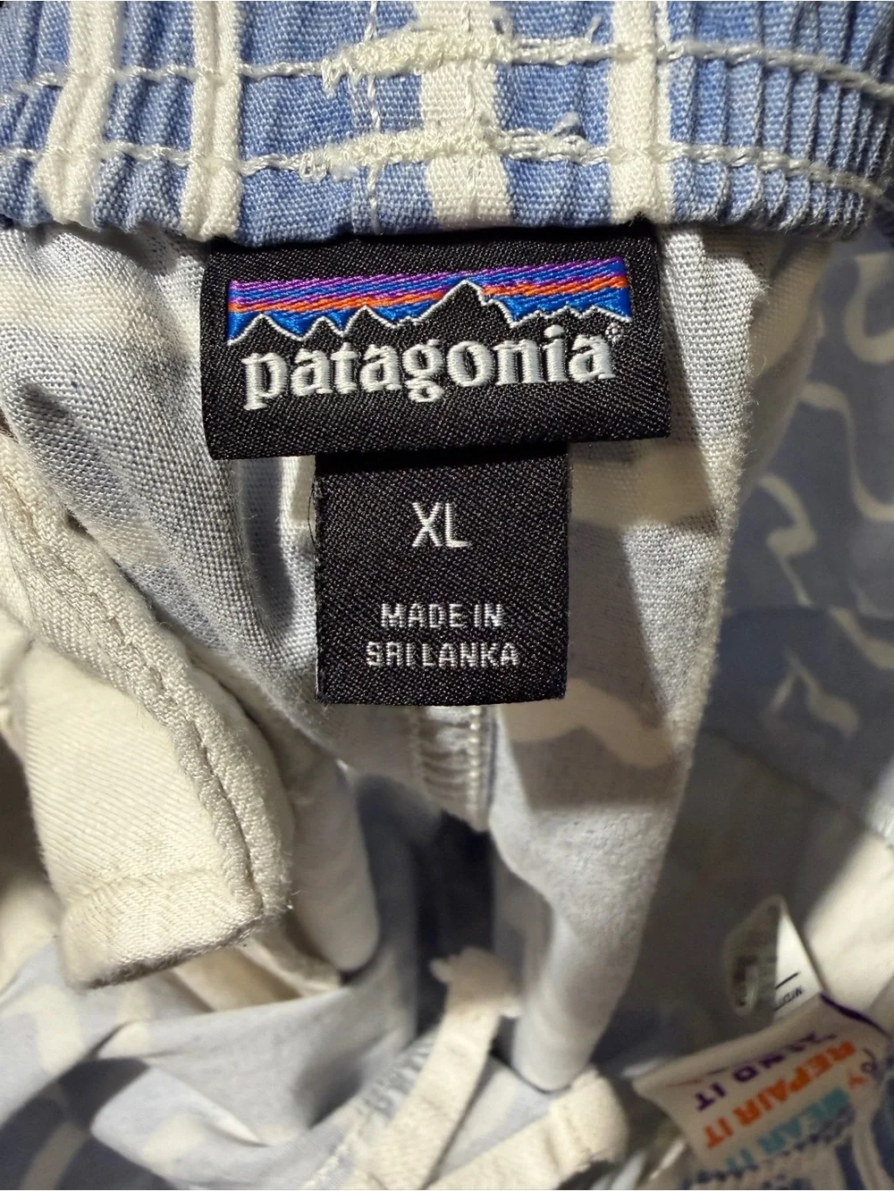 Patagonia Kids Funhoggers Shorts Size XL Channel Islands Vessel Blue Print